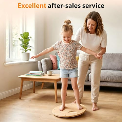Wooden Wobble Balance Board, Balance Trainer for Kids,Toddlers,Teens | Standing Desk Balance Board for Core Training, Surf/Ski/Skate Prep, Rated for 440 Pounds of Weight