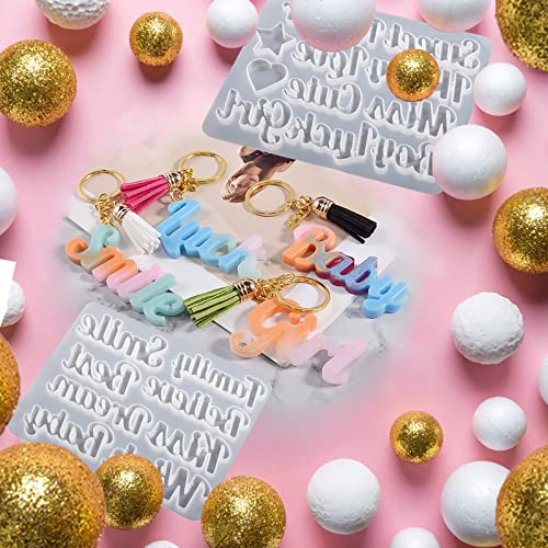 ZQYSIING Alphabet Resin Molds, Set of 2 Blessing Alphabet Keychain Molds | Conjoined Alphabet Silicone Molds for Epoxy Resin Casting, DIY Crafting Letter Keychain Bag Charms Jewelry Pendant - color: 2PCS Blessing Letter Molds