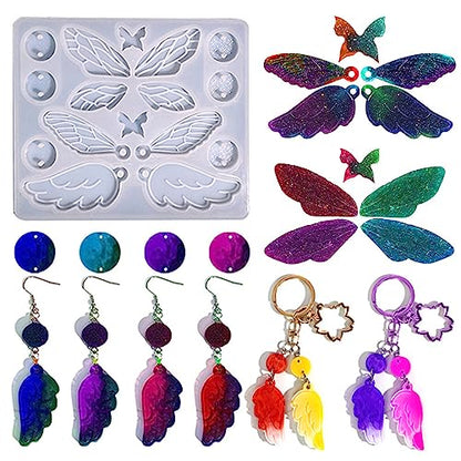 Attuslla Earring Silicone Resin Molds Earring Epoxy Resin Molds DIY Craft with Ear Hooks, Jump Rings for DIY Women Earrings, Pendants, Rings, Jewelry Craft Supplies - color: Style 5