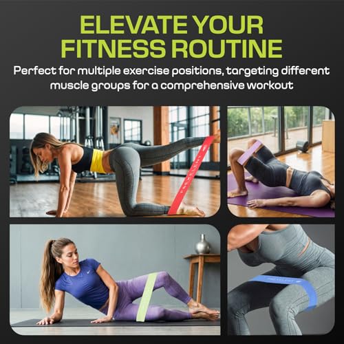 Flexelent Short Fabric Resistance Bands for Working Out, 5 Strength Levels - color: Short - Multi Color