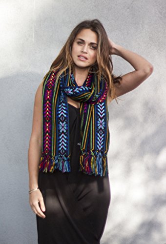 Del Mex Mexican Rebozo Shawl Blanket Doula - color: Black, size: Regular (6 ft x 2.5 ft)