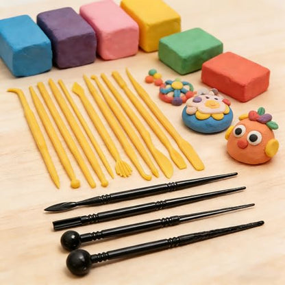 18Pcs Clay Sculpting Tool Set, Yellow Plastic Modeling Tools & Black Dual-Ended Ball Stylus Tools, Professional Pottery Carving Kit for Air Dry Clay, Polymer Clay, Ceramic & DIY Crafts - color: yellow