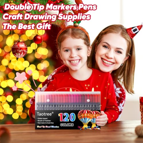Taotree 120 Colors Dual Tip Art Markers Pens for Adult Coloring Book | Artist Fine & Brush Tip Coloring Markers Set Drawing Pens Craft Art Supplies for Journaling Note Taking Lettering Calligraphy - color: 120 Color
