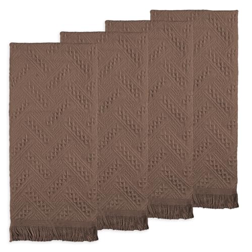 4 Pack Boho Bathroom Decor Hand Towels - color: Brown