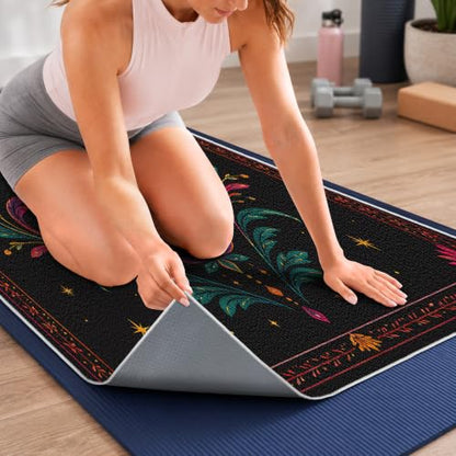 Hot Yoga Towel Non Slip, Ultra-Absorbent Yoga Mat Towel, Soft with Printed Design, Machine Washable, Yoga Pilates Towel Suitable for Exercise, Pilates, Yoga, 72x27in.Lotus - color: Lotus