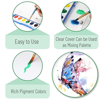 Mr. Pen- Washable Watercolors, 8 Pack, 8 Colors with Paint Brush - size: 8 Pack