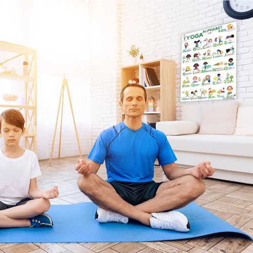 YIYDONG Alphabet of Yoga Poster for Kids - 16x24 Inch ABCs Educational Poster, Yoga Poses ABC Chart for Classroom, Homeschool, Preschool Learning (Green) - color: Green