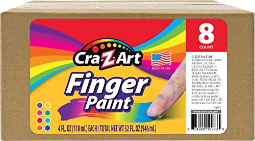 Cra-Z-Art Washable Kids Finger Paint Bulk Pack 8ct, Assorted Colors 4oz each bottle - color: Finger 4 ounce