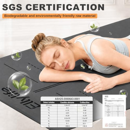 Yoga Mat - Non Slip Natural Rubber Yoga Mat, Alignment Lines, Ultimate Grip - color: Gray