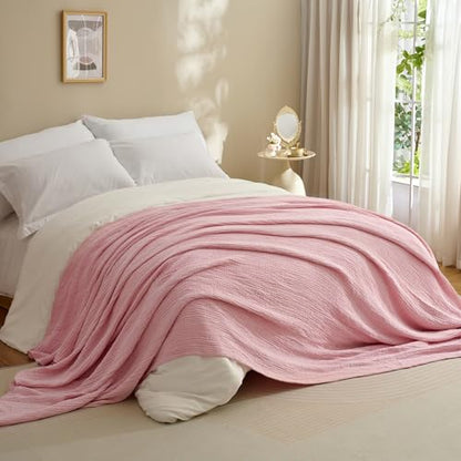 100% Cotton Muslin Blanket for Adult 108x90 4-Layer Gauze Throw - color: Dusty Pink, size: 108x90 inch