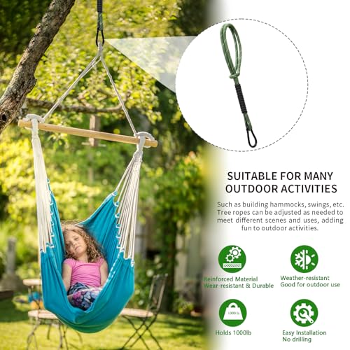 Heavy Duty Tree Swing Ropes, Hammock Tree Straps Hanging Kit, for Outdoor Swings Hammock Playground Set Accessories (2ft,25",Green,1Pack) - size: 25‘'(2ft)