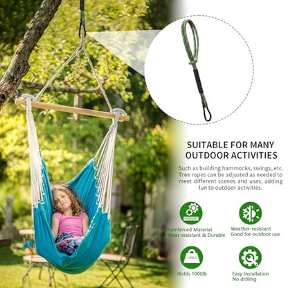 Heavy Duty Tree Swing Ropes, Hammock Tree Straps Hanging Kit, for Outdoor Swings Hammock Playground Set Accessories (2ft,25",Green,1Pack) - size: 25‘'(2ft)