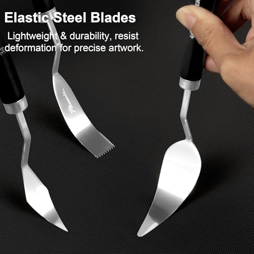 PHOENIX Flexible Palette Knife Set - 5 Pieces Stainless Steel Painting Knives with Gift Box, Art Knife with Wood Handle, Paint Spatula for Oil Acrylic Paint