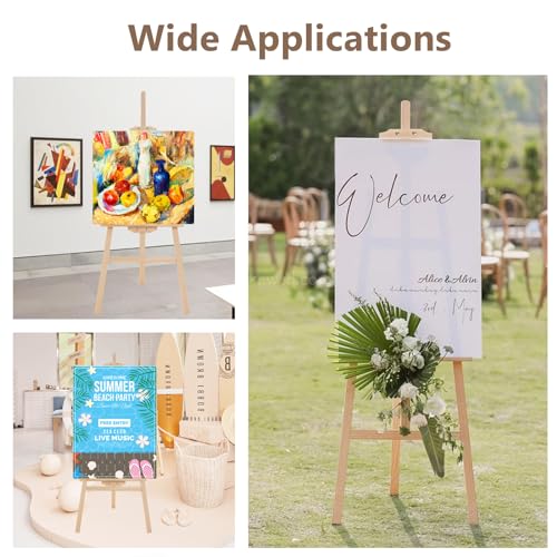 Falling in Art Adjustable Wooden Easel Stand for Painting&Display, Natural | Folding Art Easel for Display, Drawing, Wedding Sign and Poster, Suitable for Kids and Adults, Holds Up to 42" - style: Natural -1 Pack