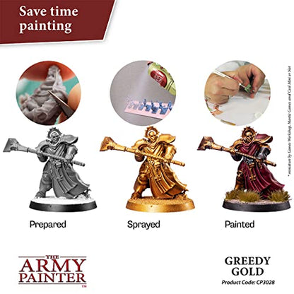 The Army Painter, Colour Primer Greedy Gold, 400 ml acrylic spray | Spray Paint Basecoat for Miniature Model Undercoat Priming, Plastic Wargames, DnD & Warhammer - color: Greedy Gold