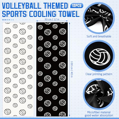 FuWeave 12 Pcs Black Volleyball Cooling Towels Gifts 40 X 12 Inch - color: Black, size: 40 x 12 inches