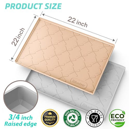 SIKADEER Waterproof Under Sink Mat 22" x 22" Silicone Mat Cabinet Protector - color: Beige, size: 22"W x 22"L