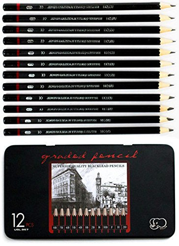 Professional Sketch pencils Drawing pencils set for Kids and Adults,Art sketching pencils for Artists Beginner(8B-2H).(12-Count) - size: 1 Count (Pack of 12)
