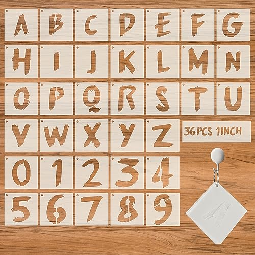 36Pcs Letter Stencils, Reusable Numbers & Alphabet Stencils, 1 inch,Cursive | Reusable, Numbers & Alphabet, For Painting on Wood, Wall, Fabric, Rock, Chalkboard, Signage, Spray Painting Compatible - size: 1 IN