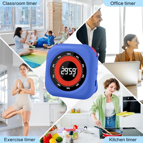 Visual Timer for Classroom Rechargeable, 10-Hour Digital Timers with Visual Time Bars Design, 3 Brightness/3 Volume Adjustable Magnetic Timer, Countdown/up Timer for Study Game Gym Kitchen Office - color: Purple