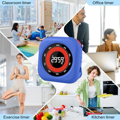 Visual Timer for Classroom Rechargeable, 10-Hour Digital Timers with Visual Time Bars Design, 3 Brightness/3 Volume Adjustable Magnetic Timer, Countdown/up Timer for Study Game Gym Kitchen Office - color: Purple