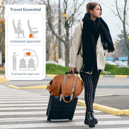 TOPDesign Travel Duffel Bag for Women, Puffer Gym Bag Sports Tote with Wet Pocket, Carry On Weekender with Luggage Sleeve (Brown) - color: Brown