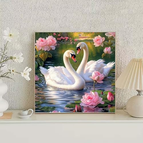 Swans Diamond Painting Kits for Adults,5D Diamond Art Kits for Adults Beginners,DIY Full Drill Round Gem Art Craft Kits,Home Wall Art Decor 13.7 X 13.7 inch - color: GM26
