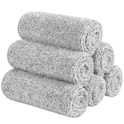 SINLAND Microfiber Face Towels Soft Washcloths 12Inch x 12Inch 6 Pack Grey - color: Grey