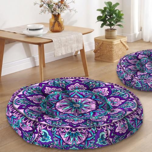 Boho Meditation Cushion, Mandala Meditation Mat, Bohemia Meditation Pillows for Sitting on Floor, Round Pillows Cushion Seating for Yoga Accessories 22'' X 22'' - color: 02.mandala Meditation Cushion-01, size: 22'' X 22''(round)