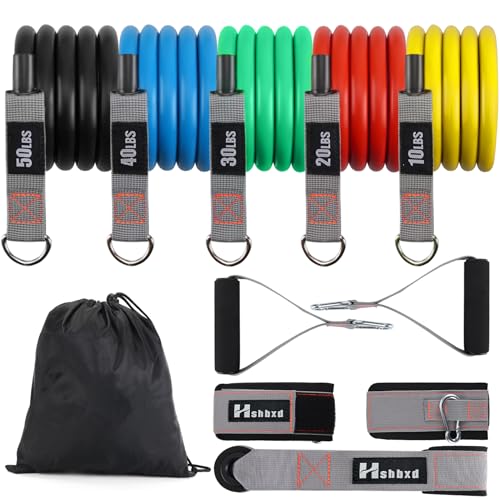 Resistance Bands with Handles and Door Anchor for Home Workouts | For women and men; includes a door anchor and simple guide for exercise, stretching, and home workouts. - color: 5pcs TPE set - 150 lbs