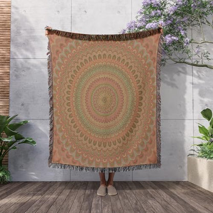 3dRose Boho Floral Circle Mandala - Abstract Design Woven Blanket