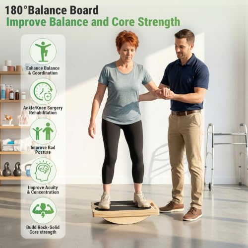 Wooden Slant Board, 2-in-1 Adjustable Calf Stretcher, 300lb | 180° Adjustable,6 Angle,withTraining Poster,Portable Incline Board,Physical Therapy,Ankle Stretching