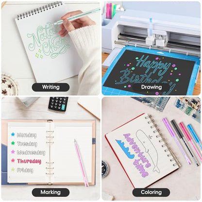 0.8mm Acrylic Gel Pen Set, Compatible with Cricut Maker 3/Maker 4/Maker/Explore 3/4/5/Air 2/Air, 7 Pack Medium Point Pens for Writing, Drawing, DIY Crafts - color: Acrylic