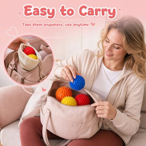 4 pcs Spiky Massage Ball, Professional Muscle Recovery Tool, Plantar Fasciitis Relief and Acupressure Massage, Soft Spiked Roller for Feet Back Hands, Set of Four Spiky Balls（Random Color