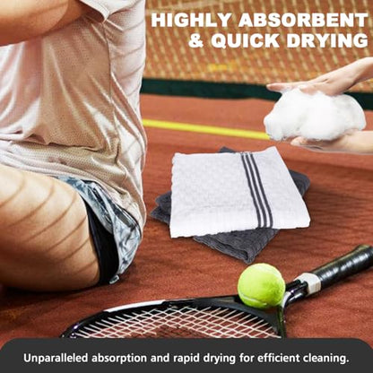 Washcloths Set, 4-Pack Cotton Wash Cloths, 12x12 Inch, White/Grey - color: White and Grey 4 Pack