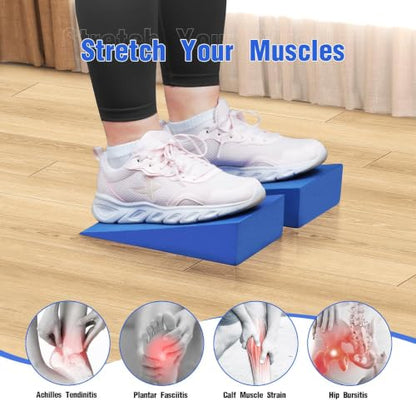 Yoga Wedge Block Foam Squat Wedges Slant Board, 2 Pcs Update Calf Stretcher