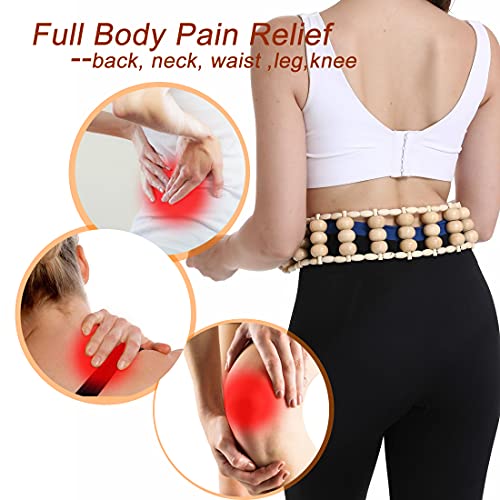 Wooden Therapy Massage Tools for Body Sculpting, Back Massage Roller Rope, Manual Cellulite Massage Maderoterapia Kit for Body Shaping, Neck Leg Muscle Pain Relief