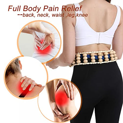 Wooden Therapy Massage Tools for Body Sculpting, Back Massage Roller Rope, Manual Cellulite Massage Maderoterapia Kit for Body Shaping, Neck Leg Muscle Pain Relief