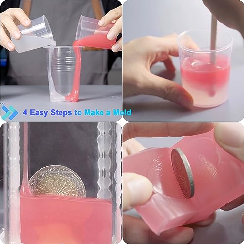 Platinum Liquid Silicone Mold Making Kit 20A Clear Trial 2.42 lbs | 1A:1B Mixing -Self Degassing -4 Hrs Quick Cure -Flexible & Firm Well Balanced Ideal for Molding of Resin, Soap, Plaster, Wax - size: 38.8 Oz