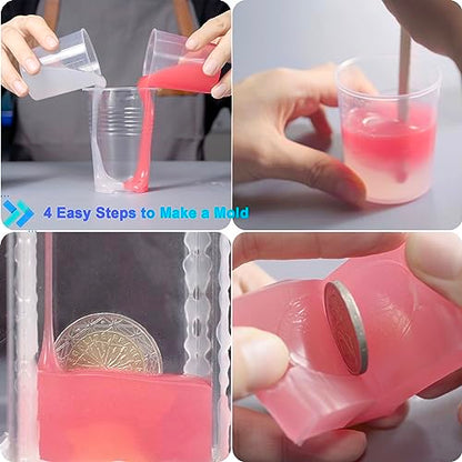Platinum Liquid Silicone Mold Making Kit 20A Clear Trial 2.42 lbs | 1A:1B Mixing -Self Degassing -4 Hrs Quick Cure -Flexible & Firm Well Balanced Ideal for Molding of Resin, Soap, Plaster, Wax - size: 38.8 Oz