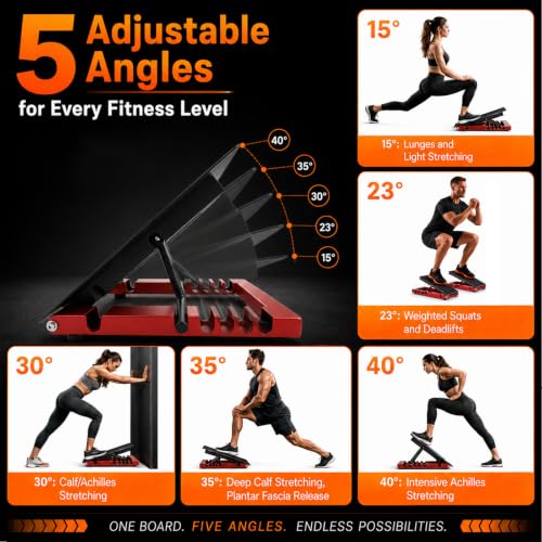 Slant Board for Calf Stretching, Steel Squat Wedge for Home Gym
