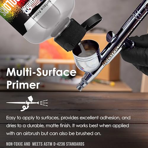 U.S. Art Supply Gray Surface Primer Airbrush Paint, 8 oz - Acrylic Primer Paint, Ready-To-Spray, Water-Based Acrylic Polyurethane for Miniatures, Models, Plastic, Metal, Wood, Canvas, 3D Prints - color: Gray