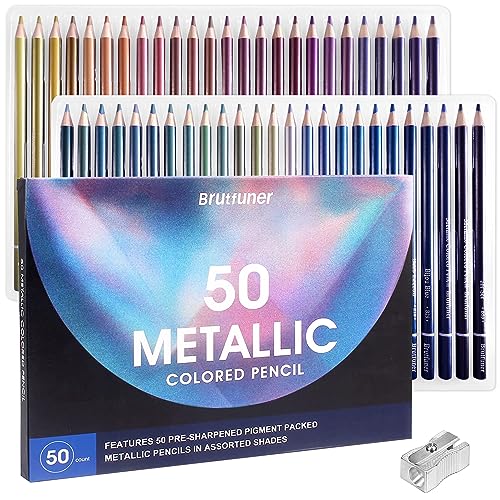 LBW 50 Metallic Colored Pencils Set Metallic Pastel Pencils for Adults Coloring Beginners Artists - style: 50 Metallic Colored Pencils