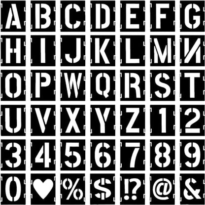 42 Piece Letter Stencils - 3.5 Inch, Reusable Alphabet & Number Stencils for Spray Paint & Wall Painting