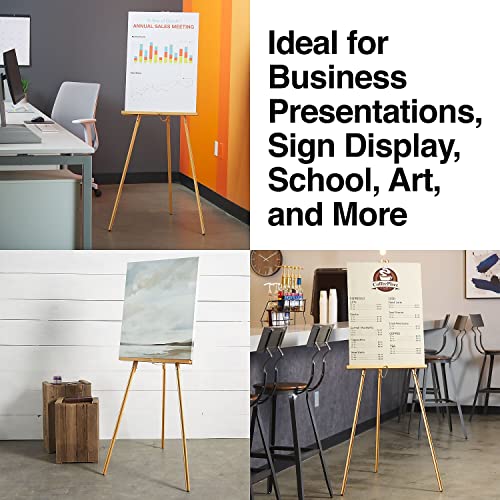 Quartet Display Easel, Hardwood, 64 Inch Tall, Natural Oak, Model 41EL | 24 inch display ledge, holds up to 30 lbs for presentations and signage.