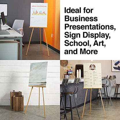 Quartet Display Easel, Hardwood, 64 Inch Tall, Natural Oak, Model 41EL | 24 inch display ledge, holds up to 30 lbs for presentations and signage.