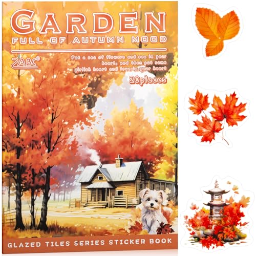 Autumn Filled The Garden Sticker Scrapbooking Supplies for Junk Journal, 20 Sheets PET Stickers - Vintage Journaling Stickers, Ephemera Sticker Book Pre Cut(TZ-009-003) - style: Autumn Filled The Garden