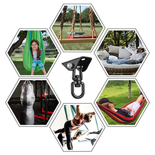 Hammock Hanging Kit,Hanging Chair Hardware 360°Rotating 1000 lb Capacity Hammock Hooks Heavy Duty,Hammock Chair Hanging Kit & Swing Ceiling Hook Snap for Hammock Chair Stand,Seat, Tree,Yoga,Gym(Black)