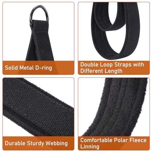 TOBWOLF 2PCS Pilates Straps for Reformer, Double Loop D Ring Foot Hand - color: Black