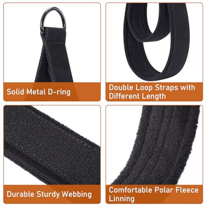 TOBWOLF 2PCS Pilates Straps for Reformer, Double Loop D Ring Foot Hand - color: Black